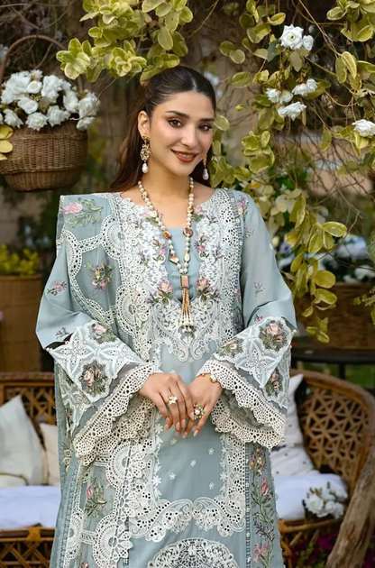 ELAF - 3PC Unstitched Lawn Embroidered Shirt with Slub Net Dupatta - ES 2192