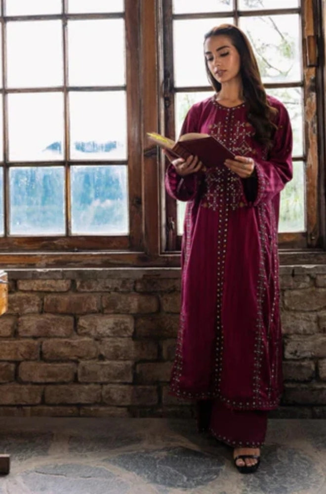 Sapphire - 3PC Unstitched Khaddar Embroidered Shirt with Khaddar Trouser - ES1081