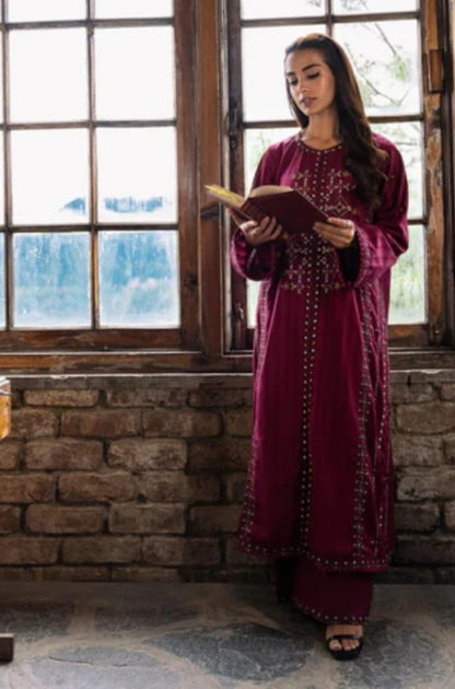 Sapphire - 3PC Unstitched Khaddar Embroidered Shirt with Khaddar Trouser - ES1081