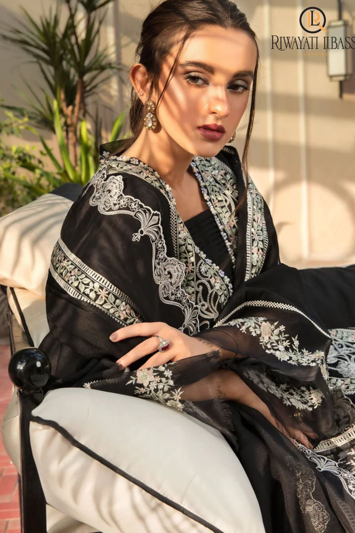 Crimson - 3PC Unstitched Lawn Embroidered Shirt with Embroidered Slub Net Dupatta and Trouser - ES 2225