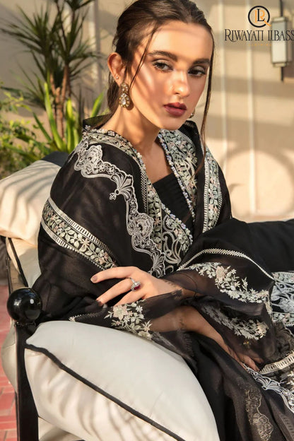 Crimson - 3PC Unstitched Lawn Embroidered Shirt with Embroidered Slub Net Dupatta and Trouser - ES 2225