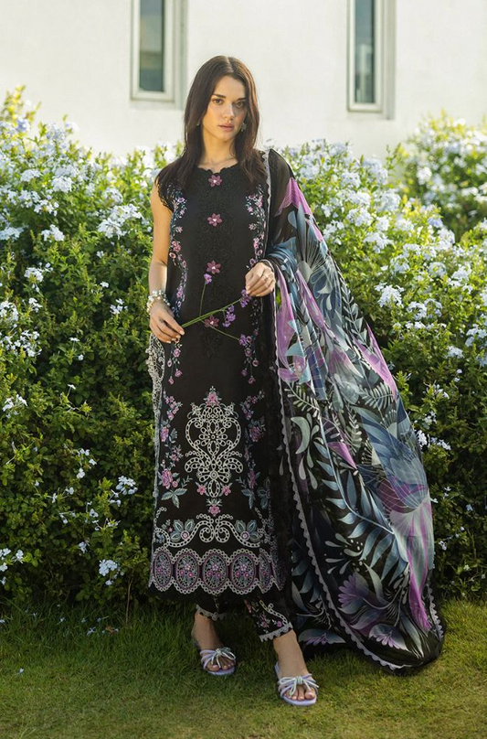 Mushq - 3PC Lawn Embroidered Shirt with Printed Silk Dupatta (Unstitched) - ES-1412