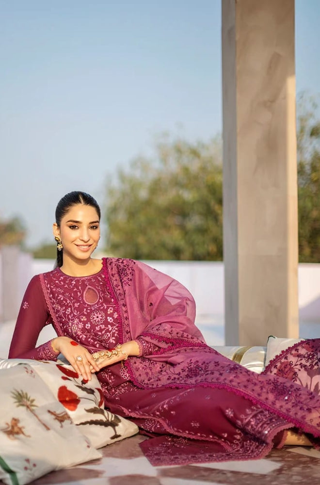 Cross Stitch - 3PC Unstitched Linen Embroidered Shirt with Organza Embroidered dupatta and Trouser - ES1224