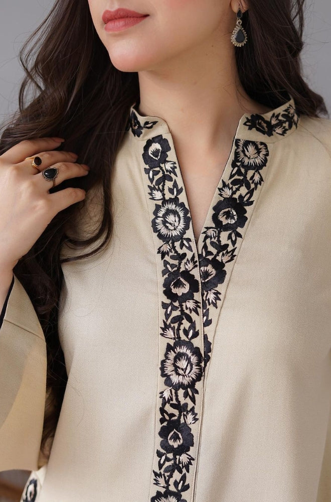 Aisling - 3PC Unstitched Dhanak Embroidered Shirt with Dhanak Patti Work Shawl and Trouser - ES1197