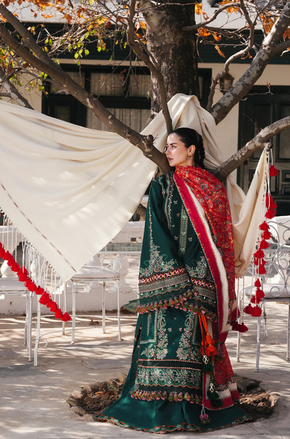 Hussain Rehar - 3PC Unstitched Lawn Embroidered Shirt with Digital Printed Chiffon Dupatta - ES 2203