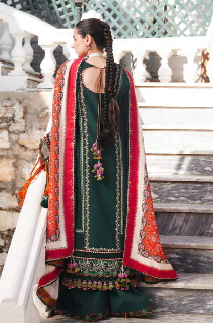 Hussain Rehar - 3PC Unstitched Lawn Embroidered Shirt with Digital Printed Chiffon Dupatta - ES 2203