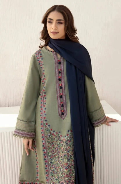 Jazmin - 3PC Unstitched Dhanak Embroidered Shirt with Dhanak Shawl and Trouser - ES1122