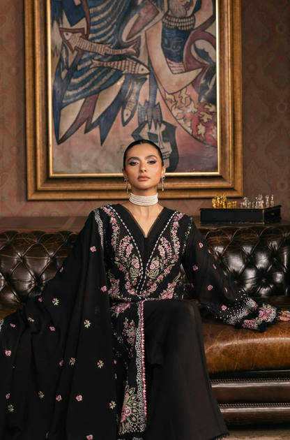 ELAF - 3PC Unstitched Lawn Embroidered Shirt with Embroidered Slub Net Dupatta - ES 2178