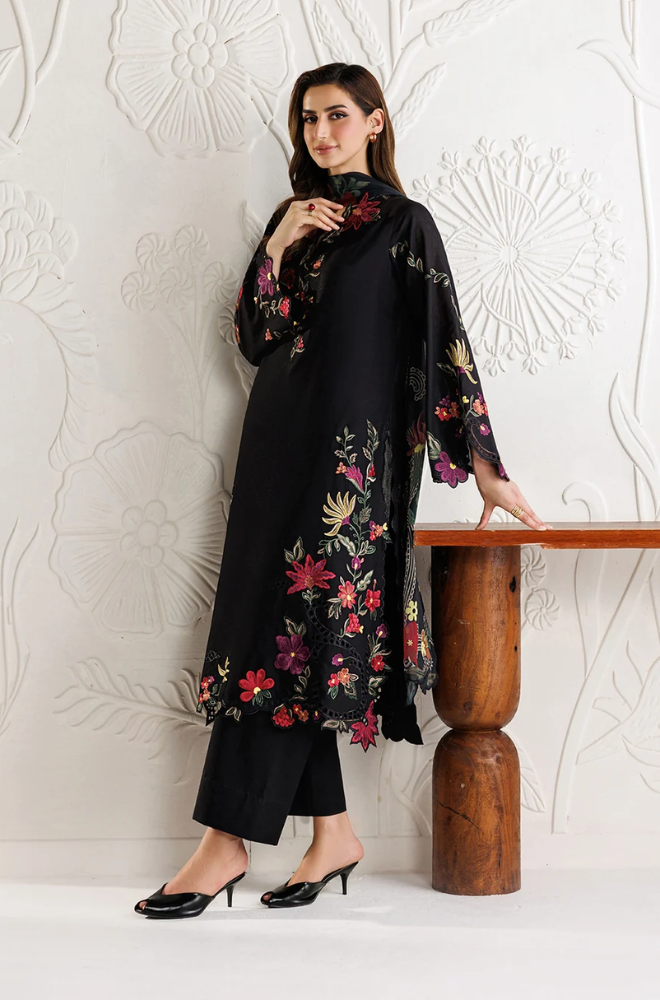 IZNIK - 3PC Unstitched Dhanak Embroidered Shirt with Dhanak Printed shawl and  Trouser-8008