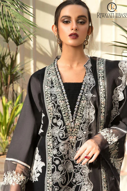 Crimson - 3PC Unstitched Lawn Embroidered Shirt with Embroidered Slub Net Dupatta and Trouser - ES 2225