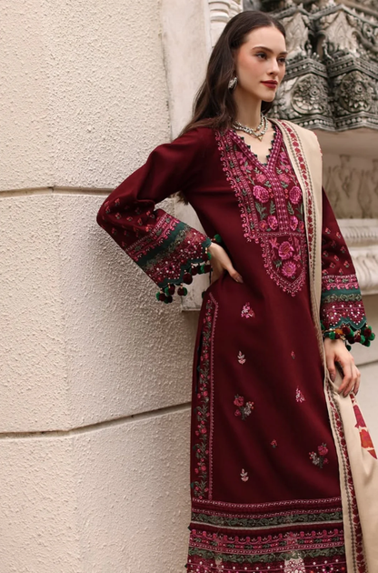 Charizma - 3PC Unstitched Dhanak Embroidered Shirt with Pashmina Printed Dupatta and Trouser -ES 8003