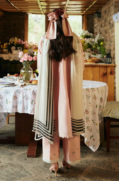 Zara Shah Jahan - 3PC Unstiched Lawn Embroidered Shirt With Slub Net Dupatta - ES1053