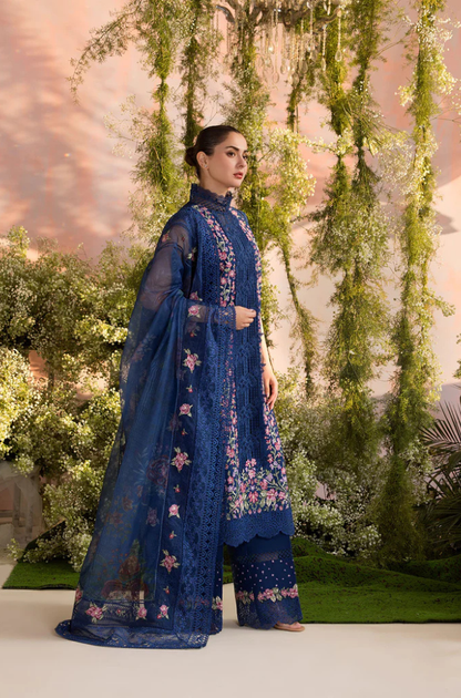 Sobia Nazir - 3PC Unstitch Lawn Embroidered Shirt with Embroidered Bamber Chiffon Dupatta - ES 2154