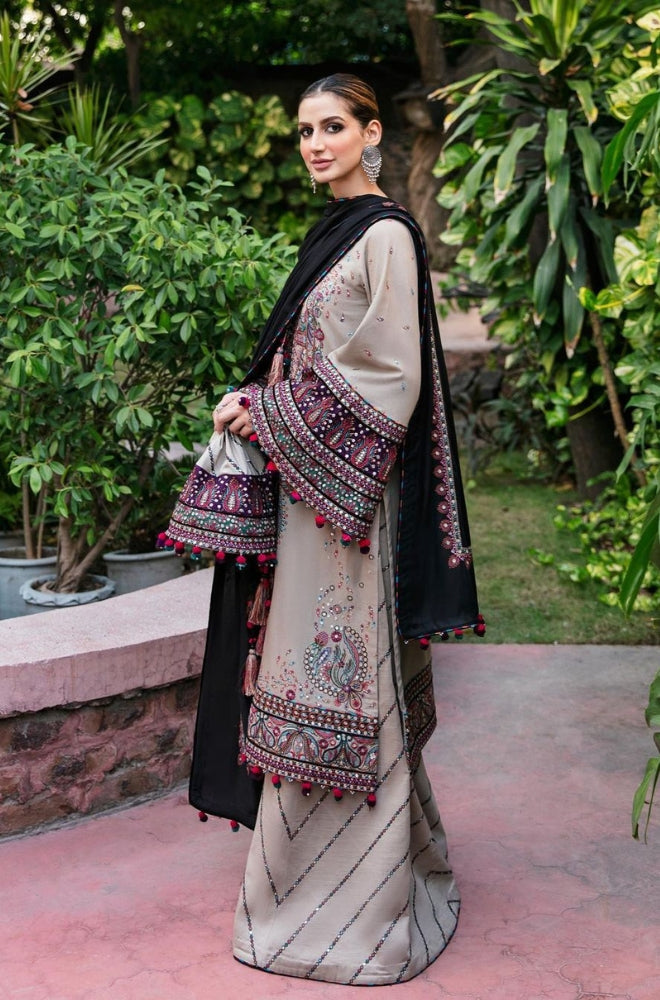 Jazmin - 3PC Unstitched Lawn Heavy Embroidered Shirt with Embroidered Chiffon Dupatta - ES1116