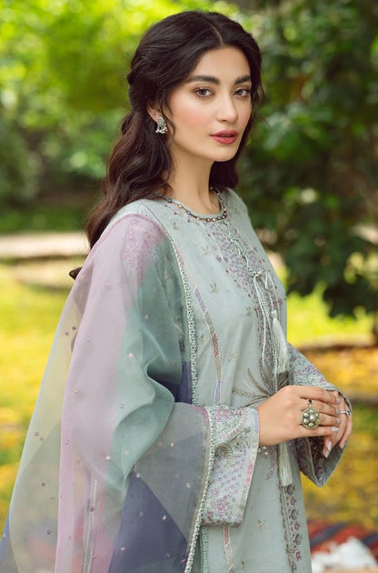 Jazmin - 3PC Lawn Embroidered Shirt with Organza Printed Dupatta and Lawn Trousers - ES1123