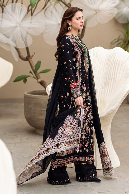 Qalamkar - 3PC Lawn Embroidered Shirt with Embroidered Slub Net Dupatta - ES 1304