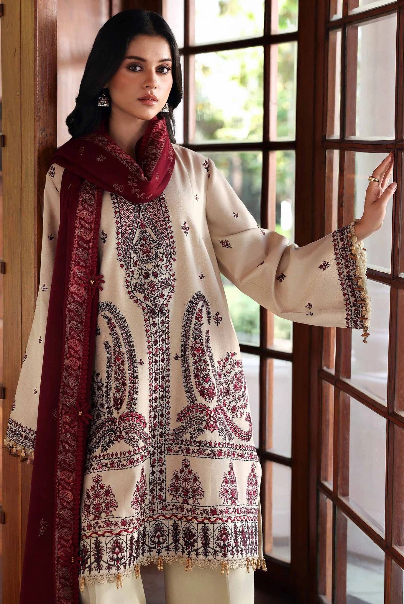 Amaris - 3PC Unstitched Lawn Embroidered Shirt with Embroidered Crinkle Dupatta - ES 2206