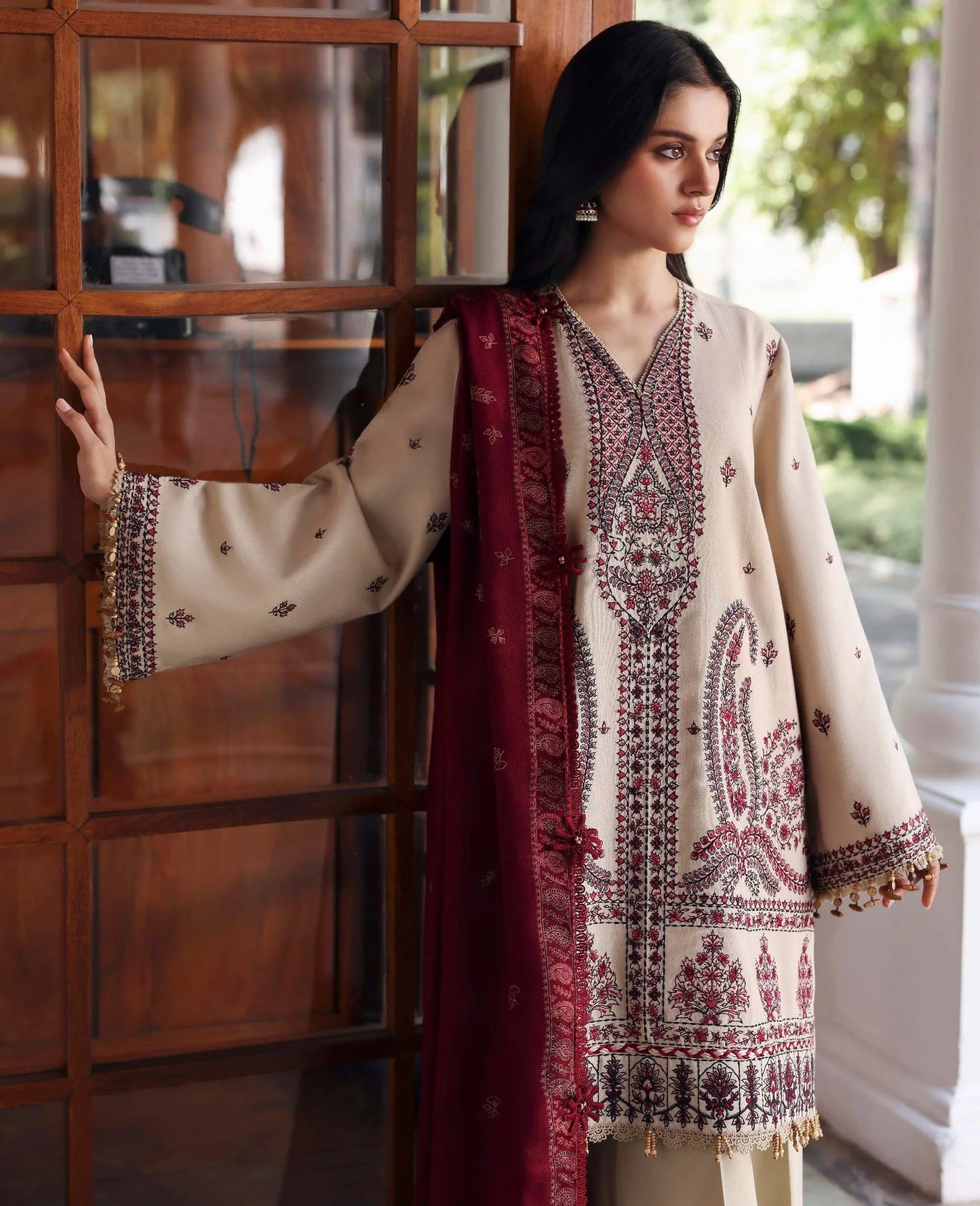 Amaris - 3PC Unstitched Lawn Embroidered Shirt with Embroidered Crinkle Dupatta - ES 2206