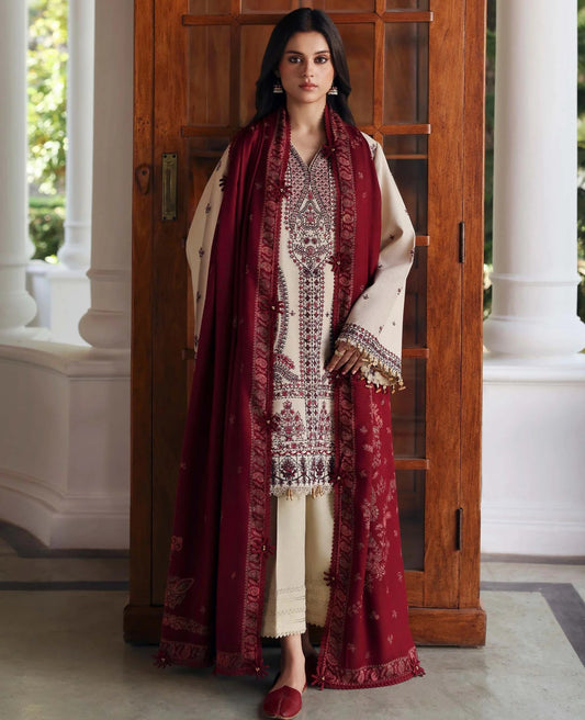 Amaris - 3PC Unstitched Lawn Embroidered Shirt with Embroidered Crinkle Dupatta - ES 2206