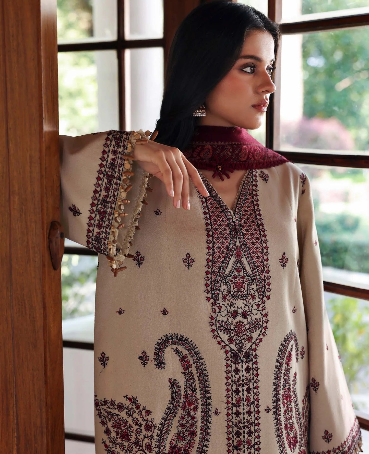 Amaris - 3PC Unstitched Lawn Embroidered Shirt with Embroidered Crinkle Dupatta - ES 2206
