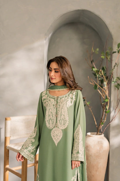MIRANA - 3PC Unstitched Lawn Embroidered Shirt with Embroidered Crinkle Dupatta - ES 2185
