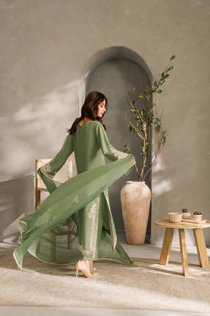 MIRANA - 3PC Unstitched Lawn Embroidered Shirt with Embroidered Crinkle Dupatta - ES 2185