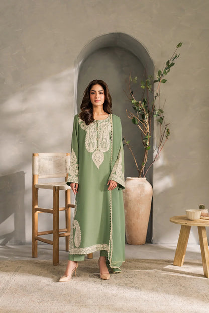 MIRANA - 3PC Unstitched Lawn Embroidered Shirt with Embroidered Crinkle Dupatta - ES 2185