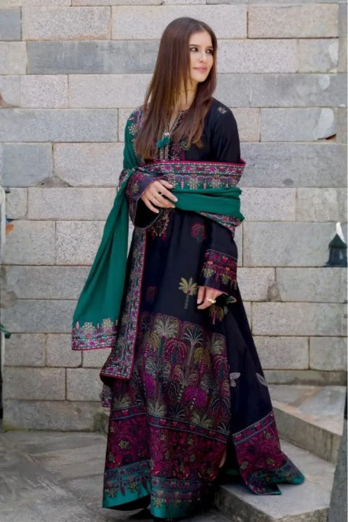 Mushk - 3PC Unstitched Lawn Embroidered Shirt with Embroidered Lawn Dupatta and Trouser - ES 2222