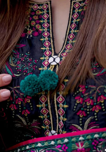 Mushk - 3PC Unstitched Lawn Embroidered Shirt with Embroidered Lawn Dupatta and Trouser - ES 2222