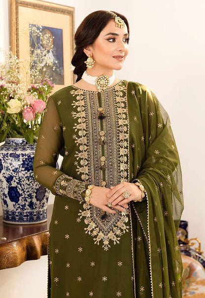 ASIM JOFA - Heavy Embroidered Front On Chiffon With Embroidered Heavy Dupatta With 4 Sided  lace Borders - ES 2016