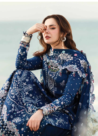 Qalamkaar - 3PC Lawn Embroidered Shirt with Embroidered Chiffon Dupatta-ES 1306